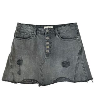 Free People Rainn Distressed Black denim skirt size 29 short